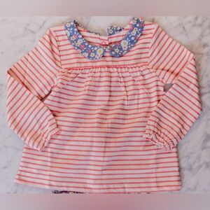 Mini Boden Striped Floral Collar Tunic Shirt size 3-4 years